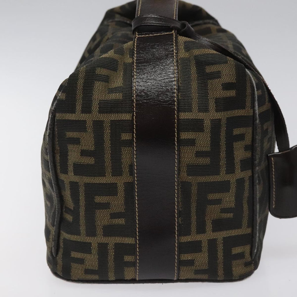 FENDI Zucca Canvas Hand Bag Brown Black gold 114781