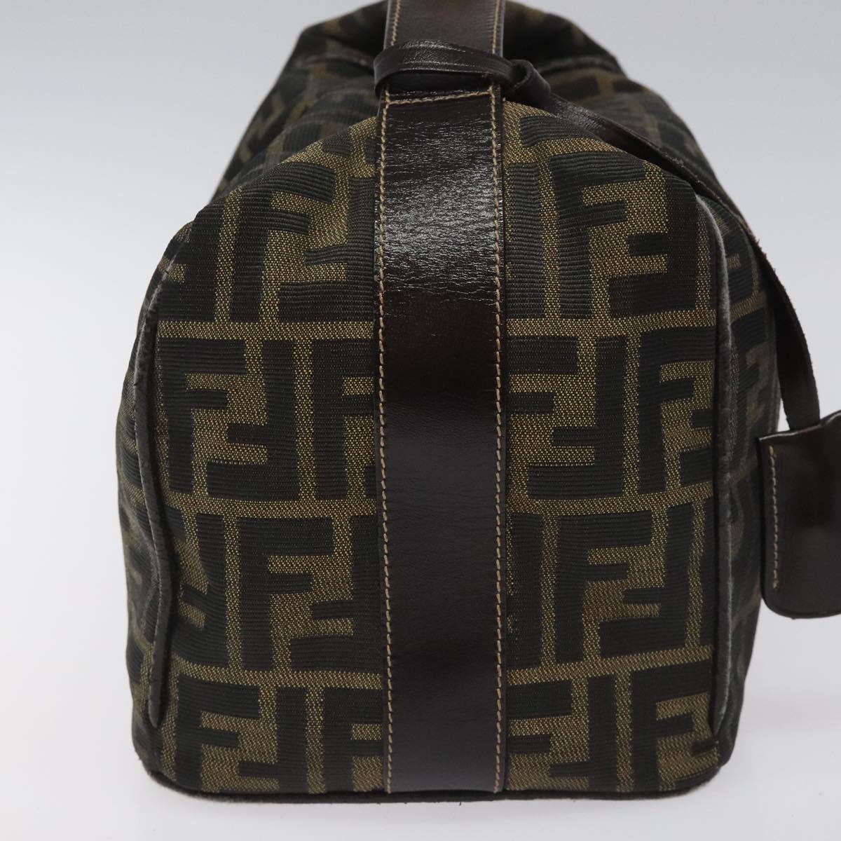 FENDI Zucca Canvas Hand Bag Brown Black gold 114781