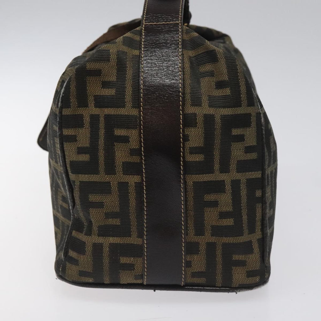 FENDI Zucca Canvas Hand Bag Brown Black gold 114781
