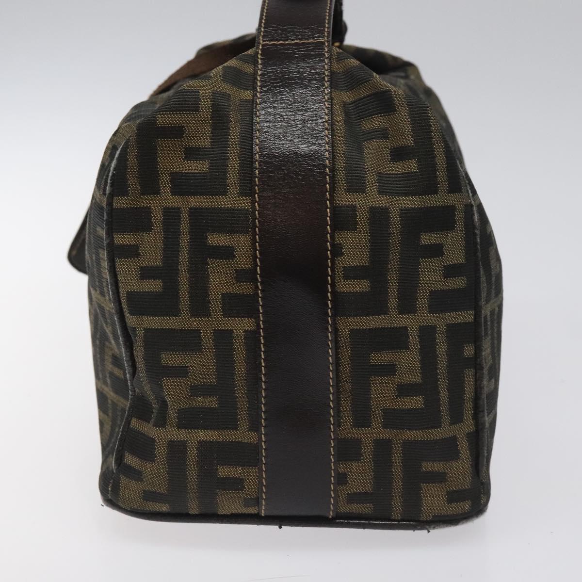 FENDI Zucca Canvas Hand Bag Brown Black gold 114781