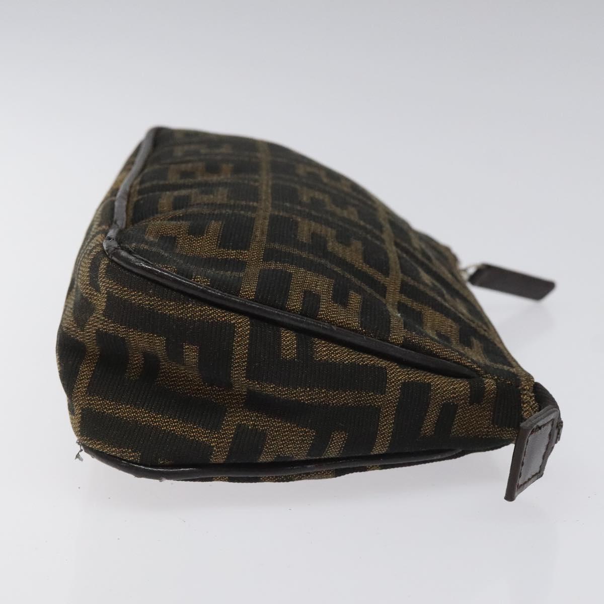 FENDI Zucca Canvas Pouch Brown Black 114794