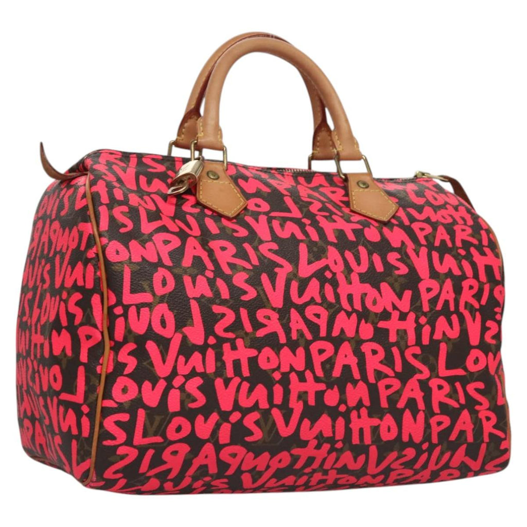LOUIS VUITTON Monogram Graffiti Speedy 30 Hand Bag Pink M93704 LV 115047AV