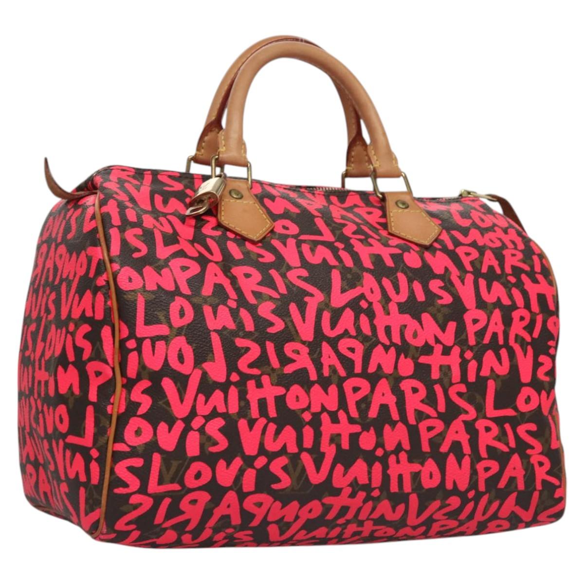 LOUIS VUITTON Monogram Graffiti Speedy 30 Hand Bag Pink M93704 LV 115047AV