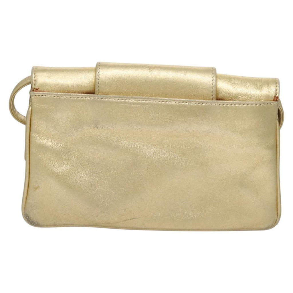 FENDI Shoulder Bag Leather Gold 115157