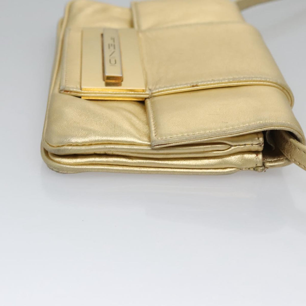 FENDI Shoulder Bag Leather Gold 115157