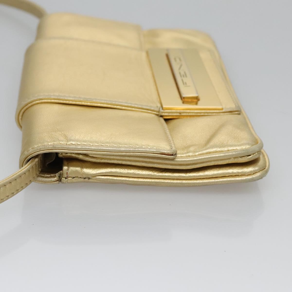 FENDI Shoulder Bag Leather Gold 115157