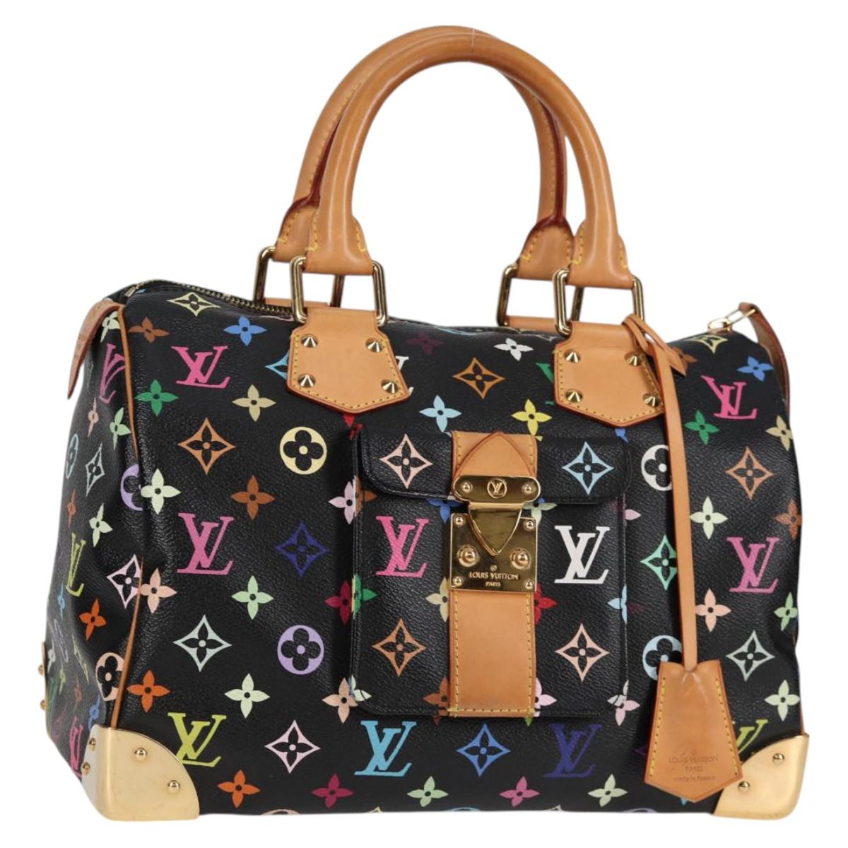 LOUIS VUITTON Monogram Multicolor Speedy 30 Hand Bag Black M92642 115220V