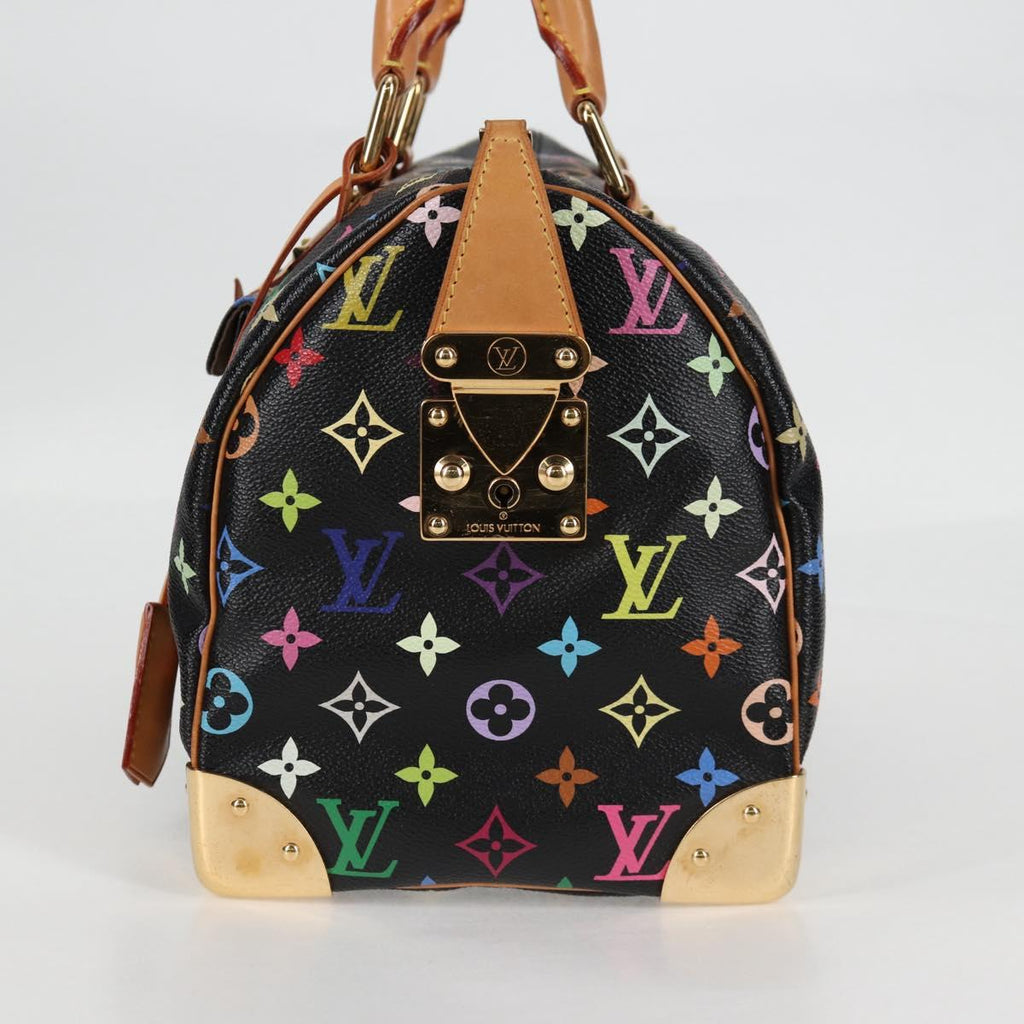 LOUIS VUITTON Monogram Multicolor Speedy 30 Hand Bag Black M92642 115220V