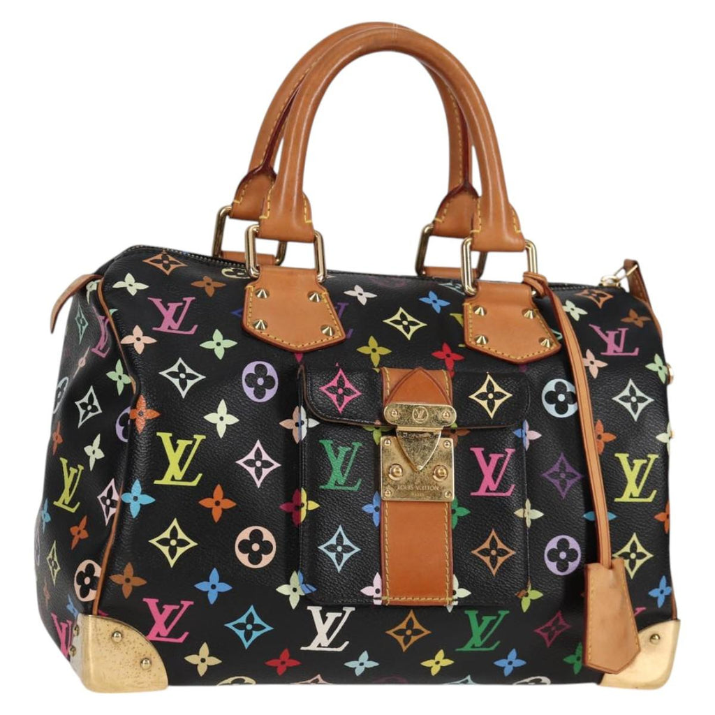 LOUIS VUITTON Monogram Multicolor Speedy 30 Hand Bag Black M92642 115221V