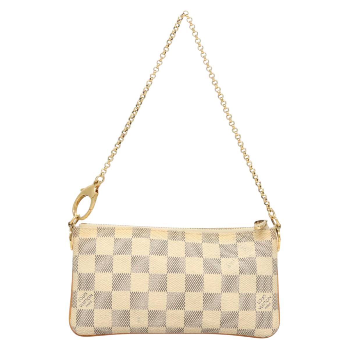 LOUIS VUITTON Damier Azur Pochette Mira MM Accessory Pouch N60027 LV 115265