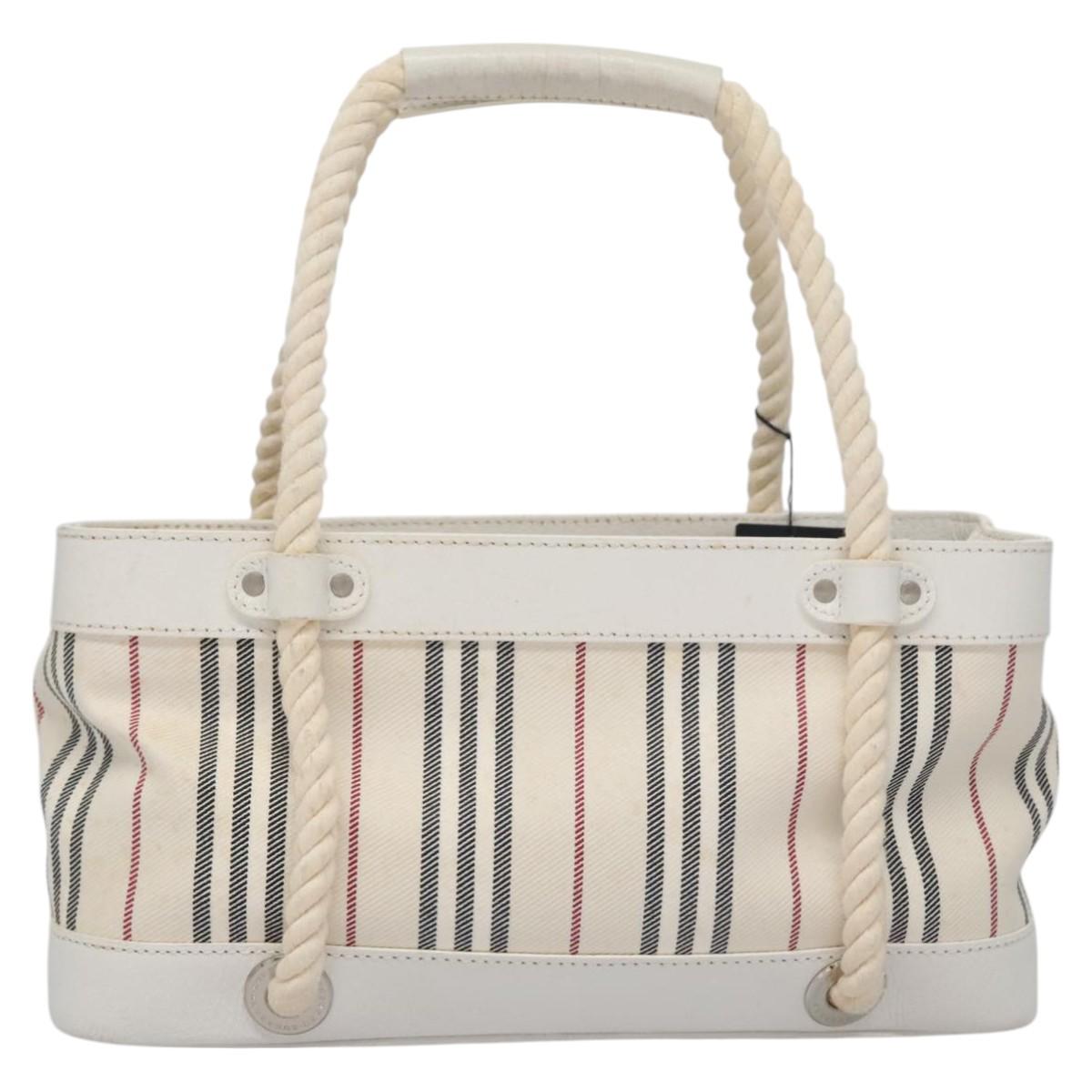 BURBERRY Hand Bag Canvas White 115428