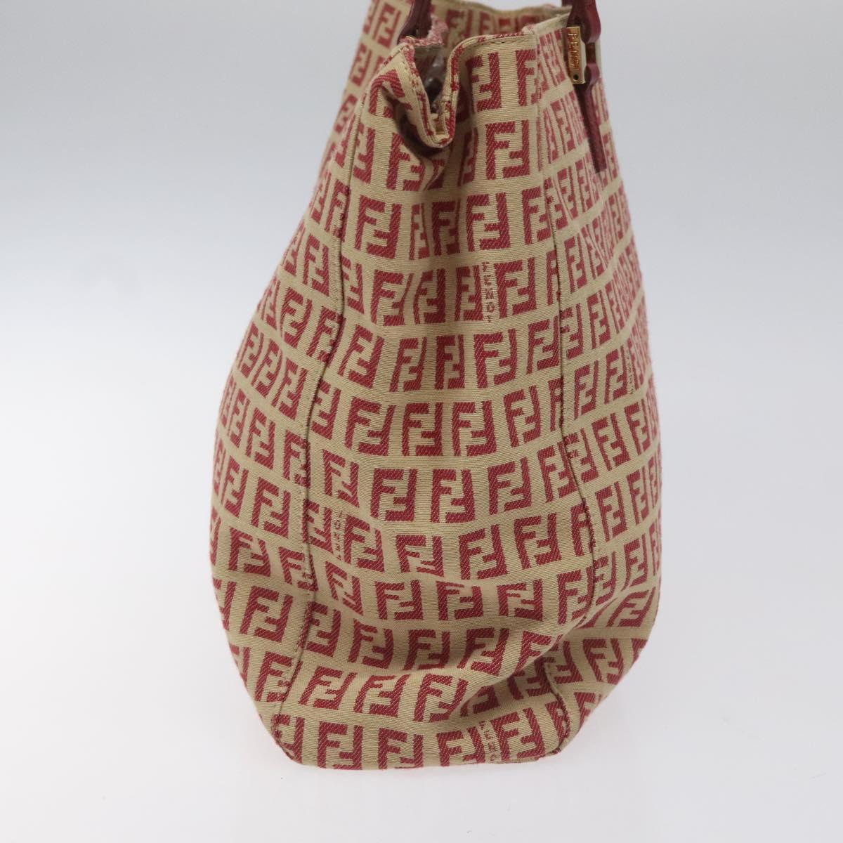 FENDI Zucchino Canvas Tote Bag Red Beige gold 115773