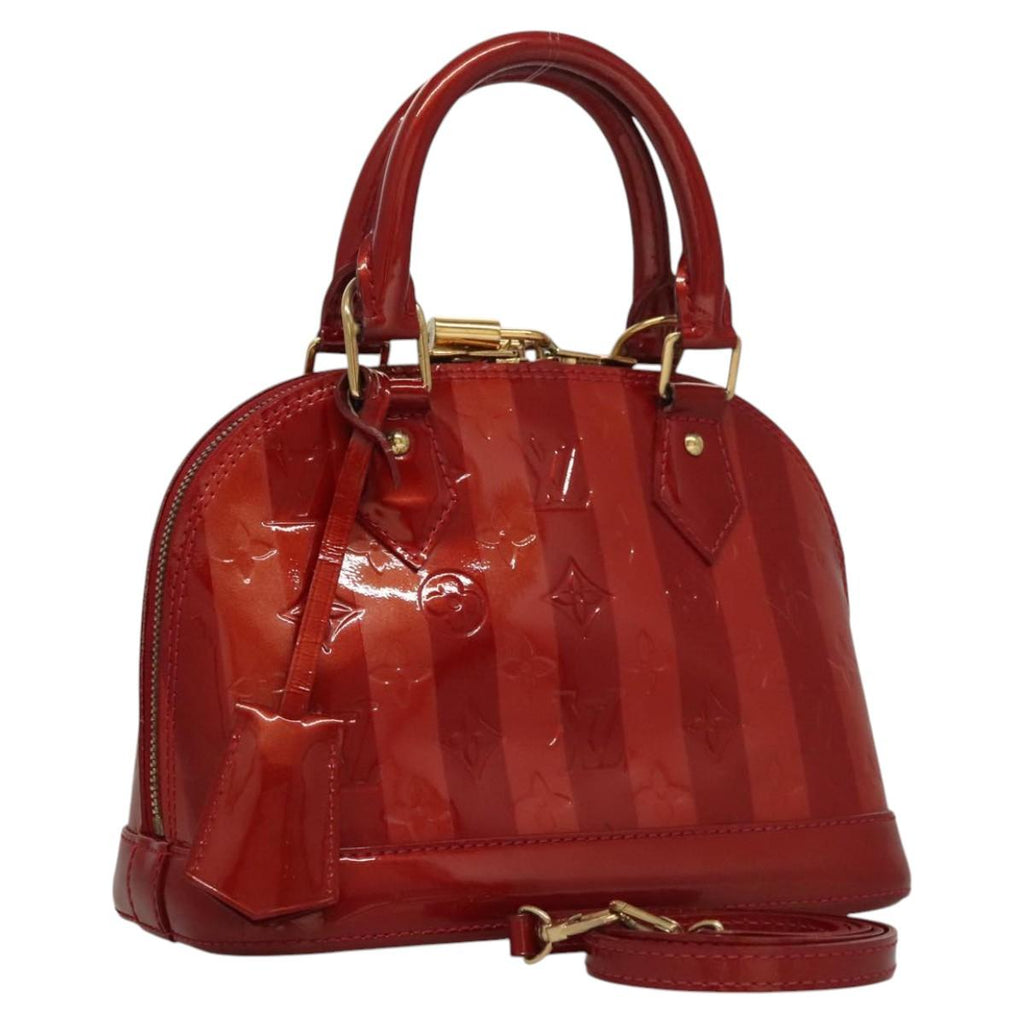 LOUIS VUITTON Vernis Rayure Alma BB Bag 2way Pomme D'amour M91593 116177