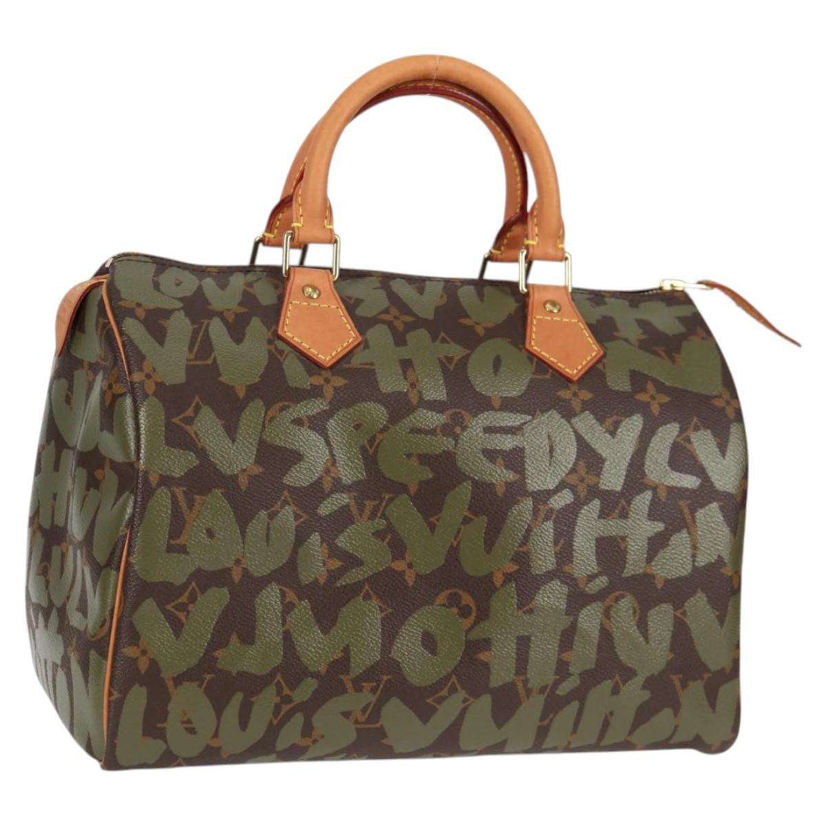 LOUIS VUITTON Monogram Graffiti Speedy 30 Bag Green Khaki M92194 116281AM