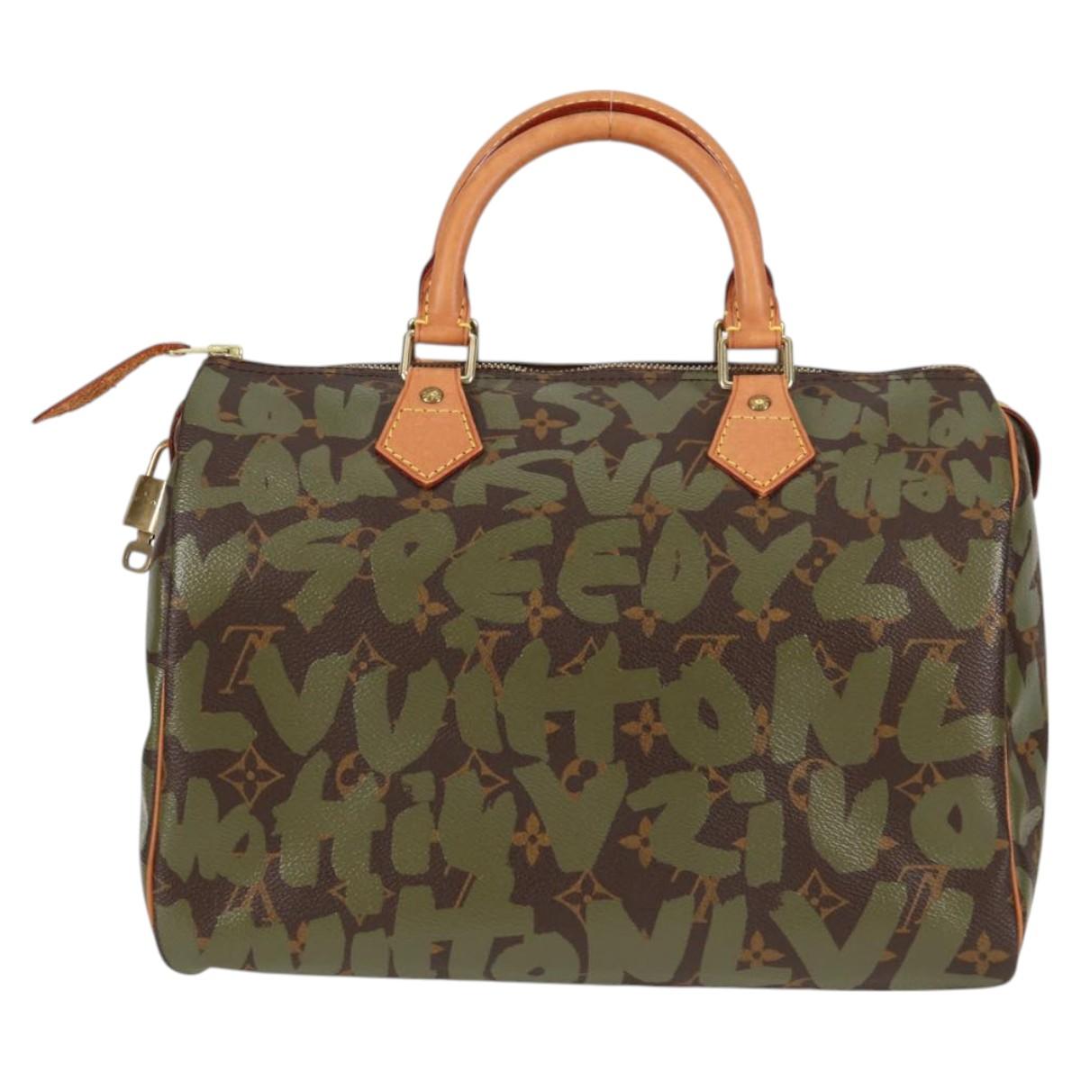 LOUIS VUITTON Monogram Graffiti Speedy 30 Bag Green Khaki M92194 116281AM