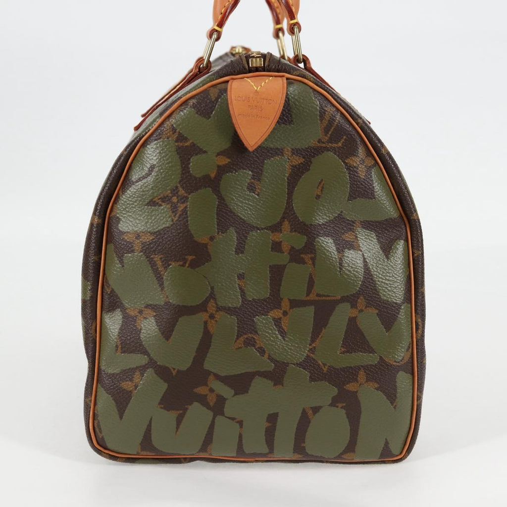 LOUIS VUITTON Monogram Graffiti Speedy 30 Bag Green Khaki M92194 116281AM