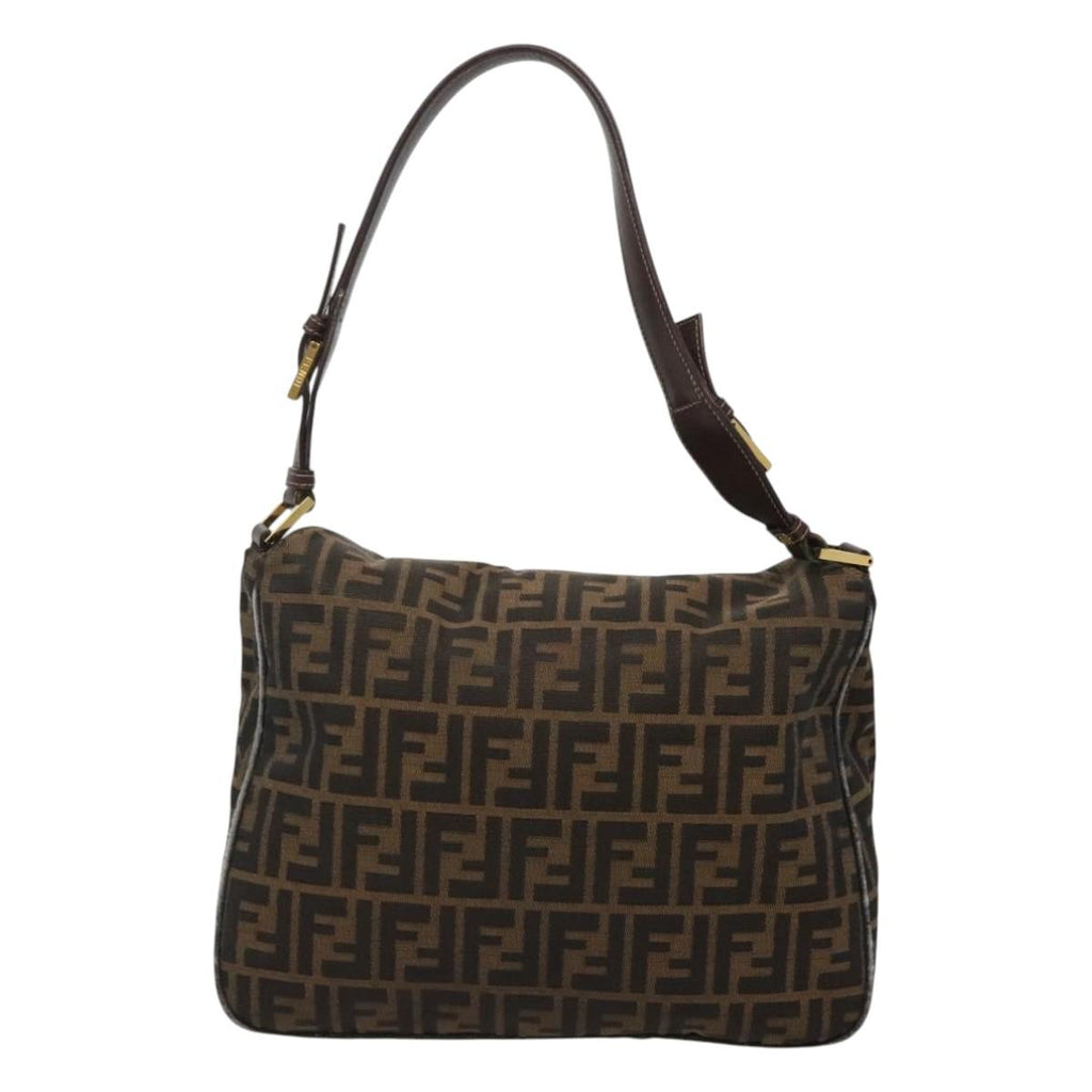 FENDI Zucca Canvas Shoulder Bag Black Brown 116318