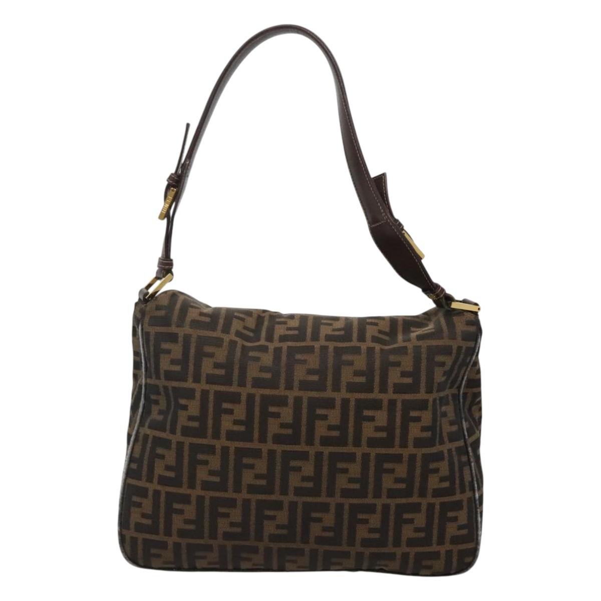 FENDI Zucca Canvas Shoulder Bag Black Brown 116318
