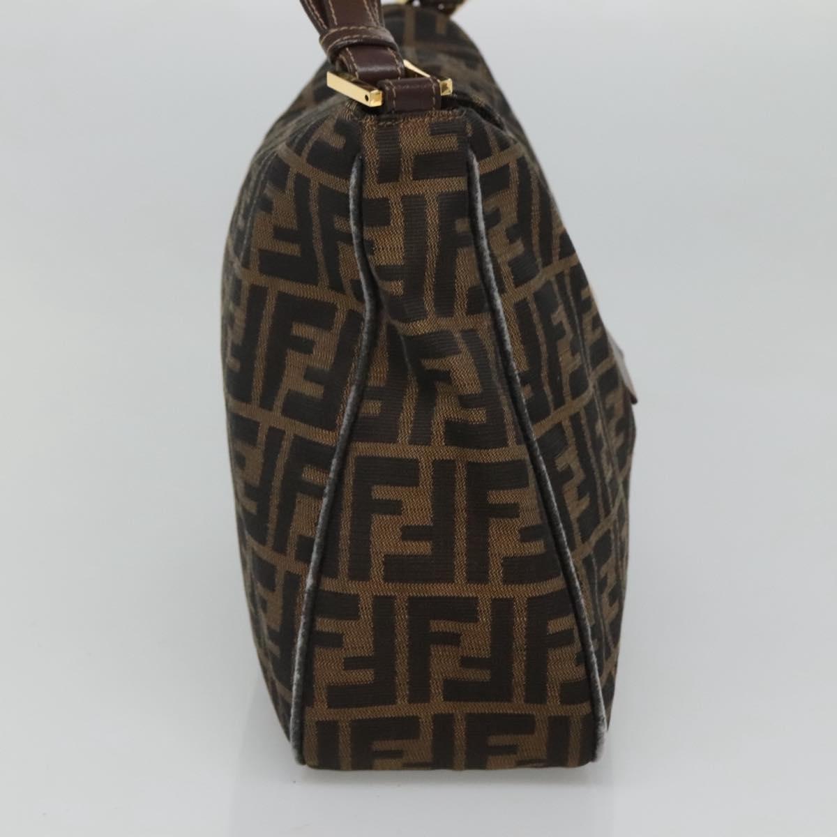 FENDI Zucca Canvas Shoulder Bag Black Brown 116318