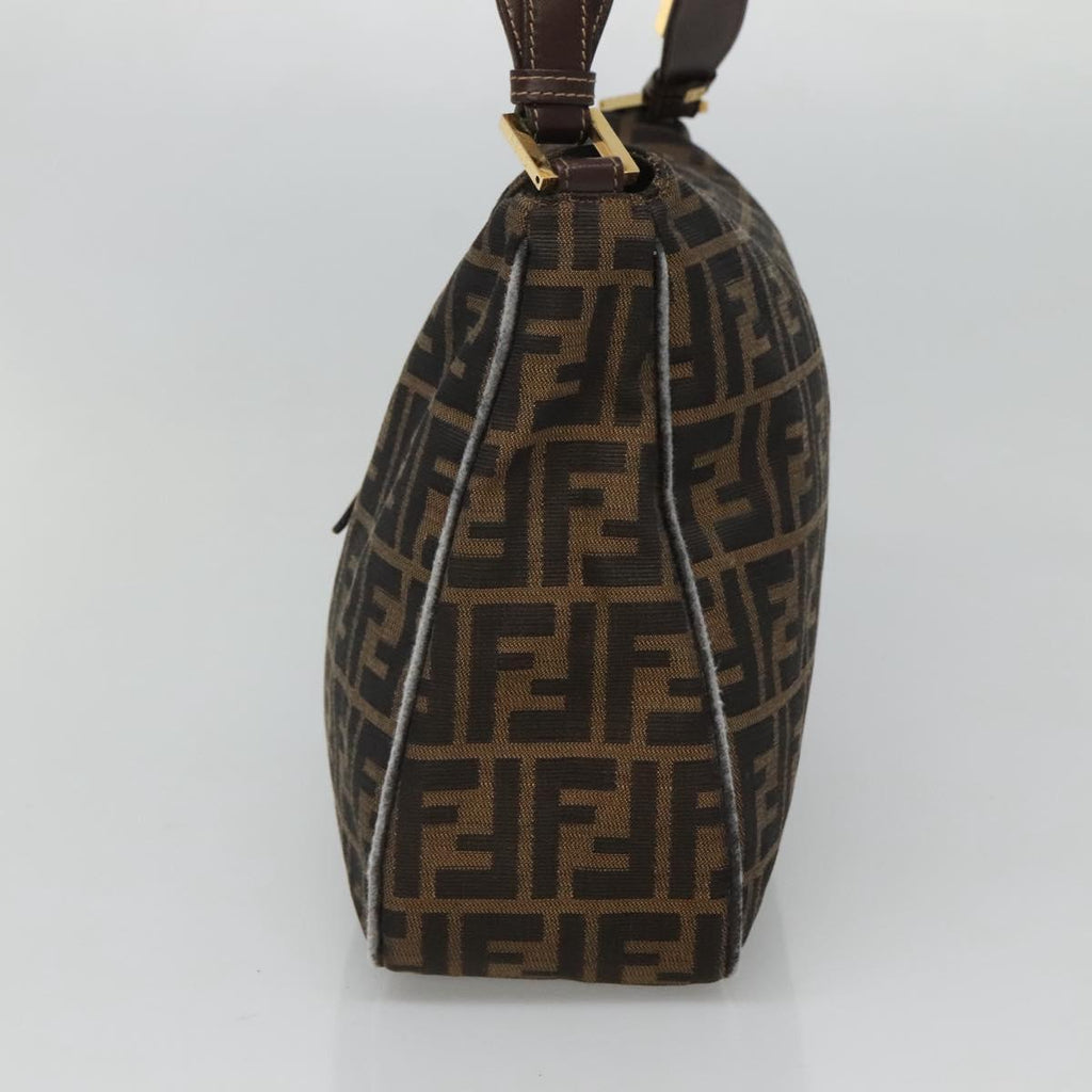 FENDI Zucca Canvas Shoulder Bag Black Brown 116318