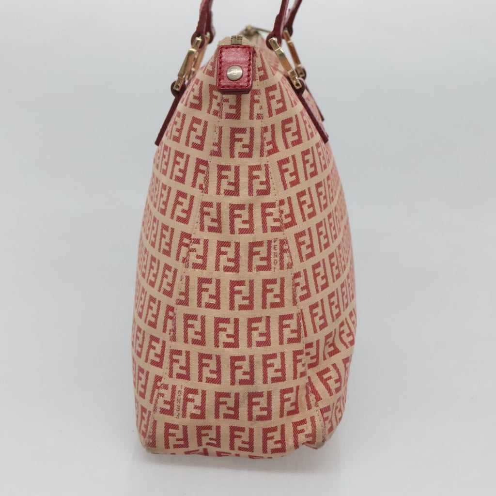 FENDI Zucchino Canvas Hand Bag Red Gold 116319