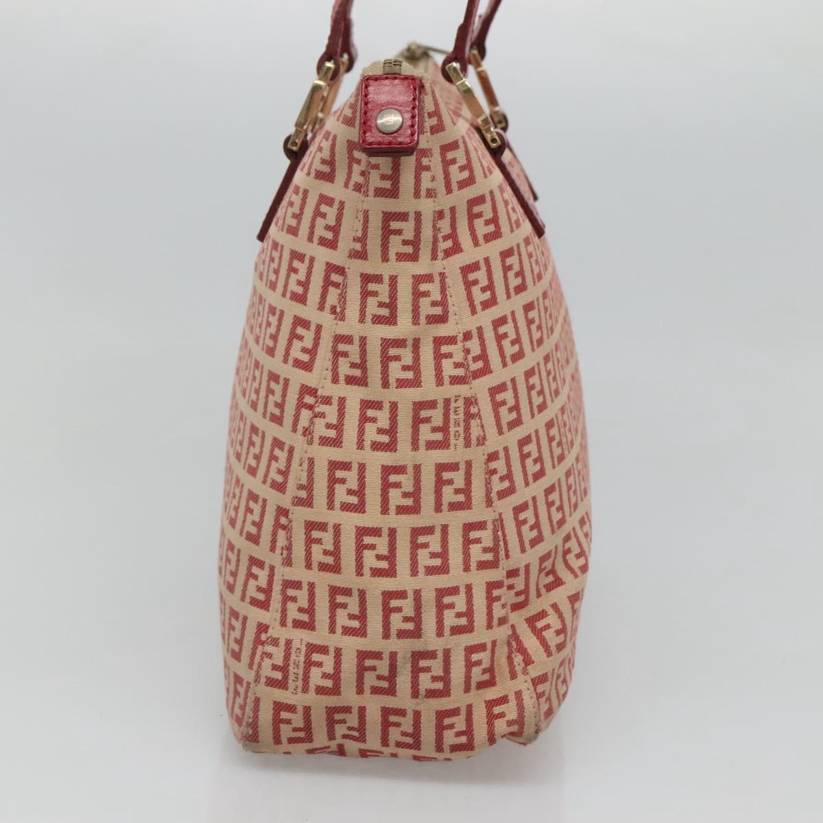FENDI Zucchino Canvas Hand Bag Red Gold 116319
