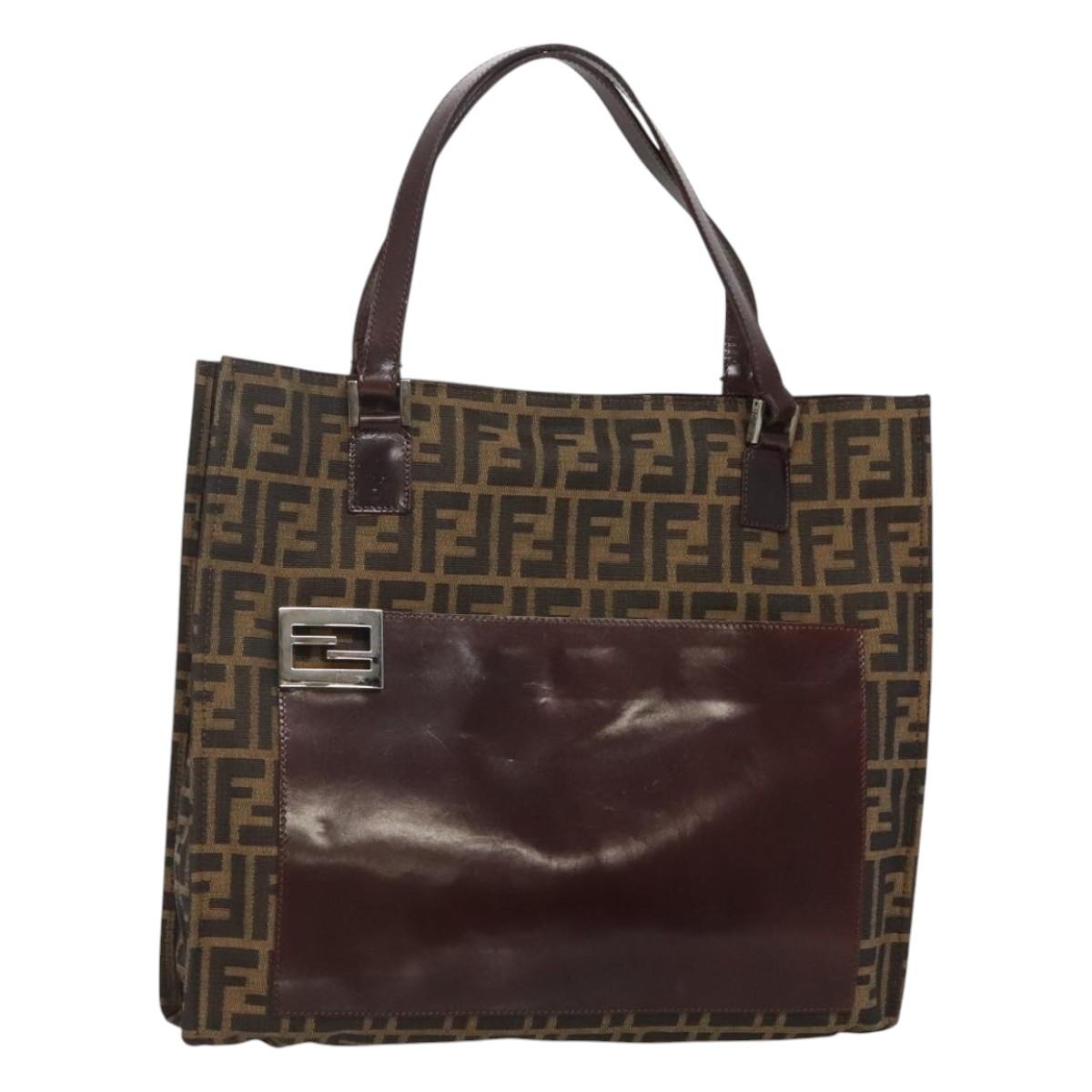 FENDI Zucca Canvas Tote Bag Brown Black 116372