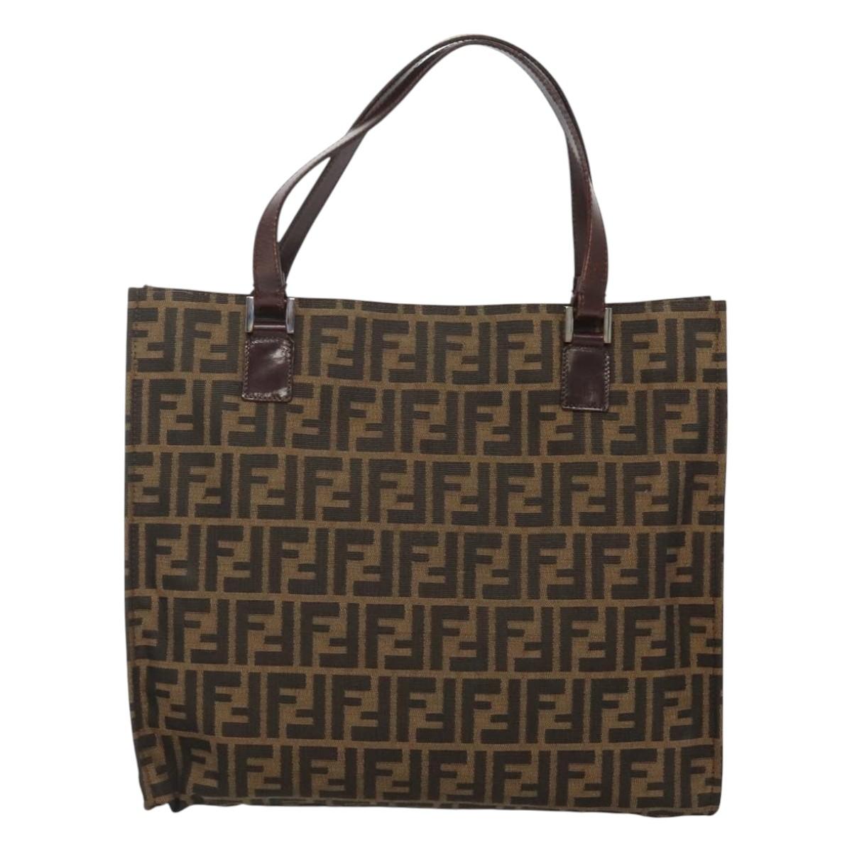 FENDI Zucca Canvas Tote Bag Brown Black 116372