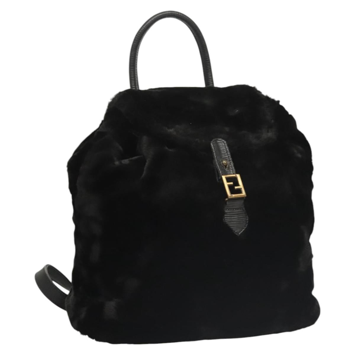 FENDI Backpack Leather Black 117165
