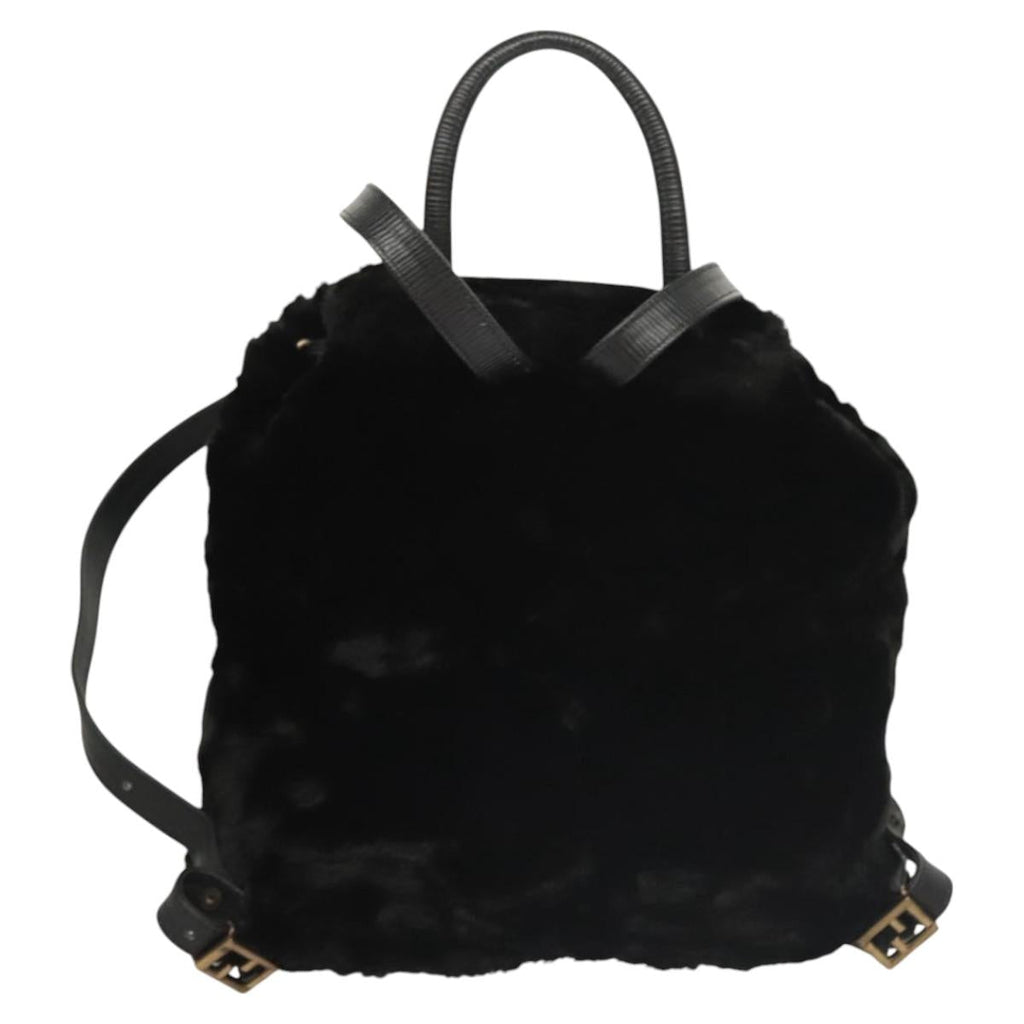FENDI Backpack Leather Black 117165