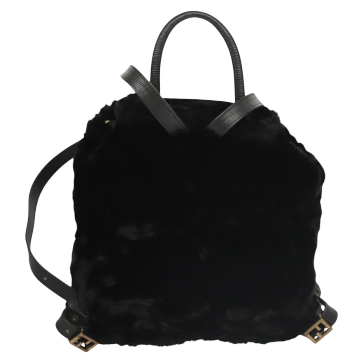 FENDI Backpack Leather Black 117165