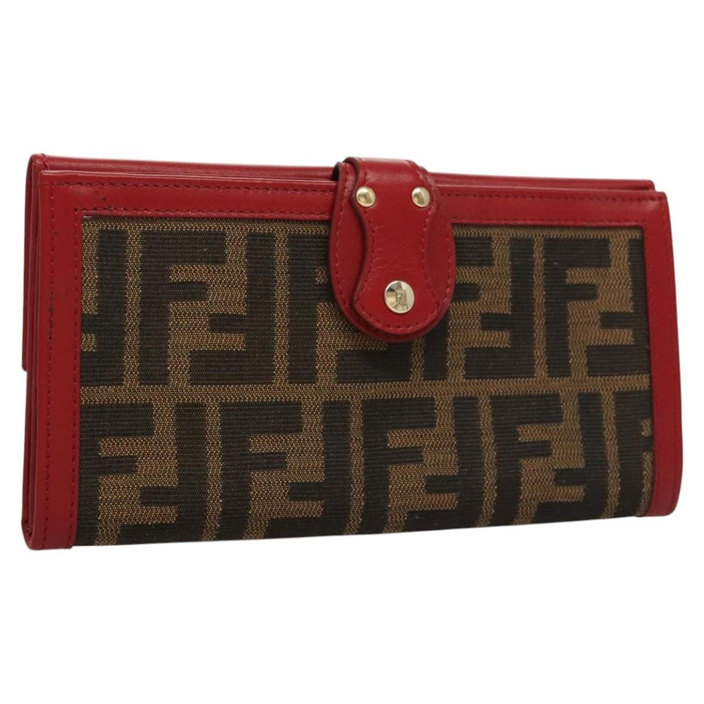 FENDI Zucca Canvas Wallet Black Brown Red 117263