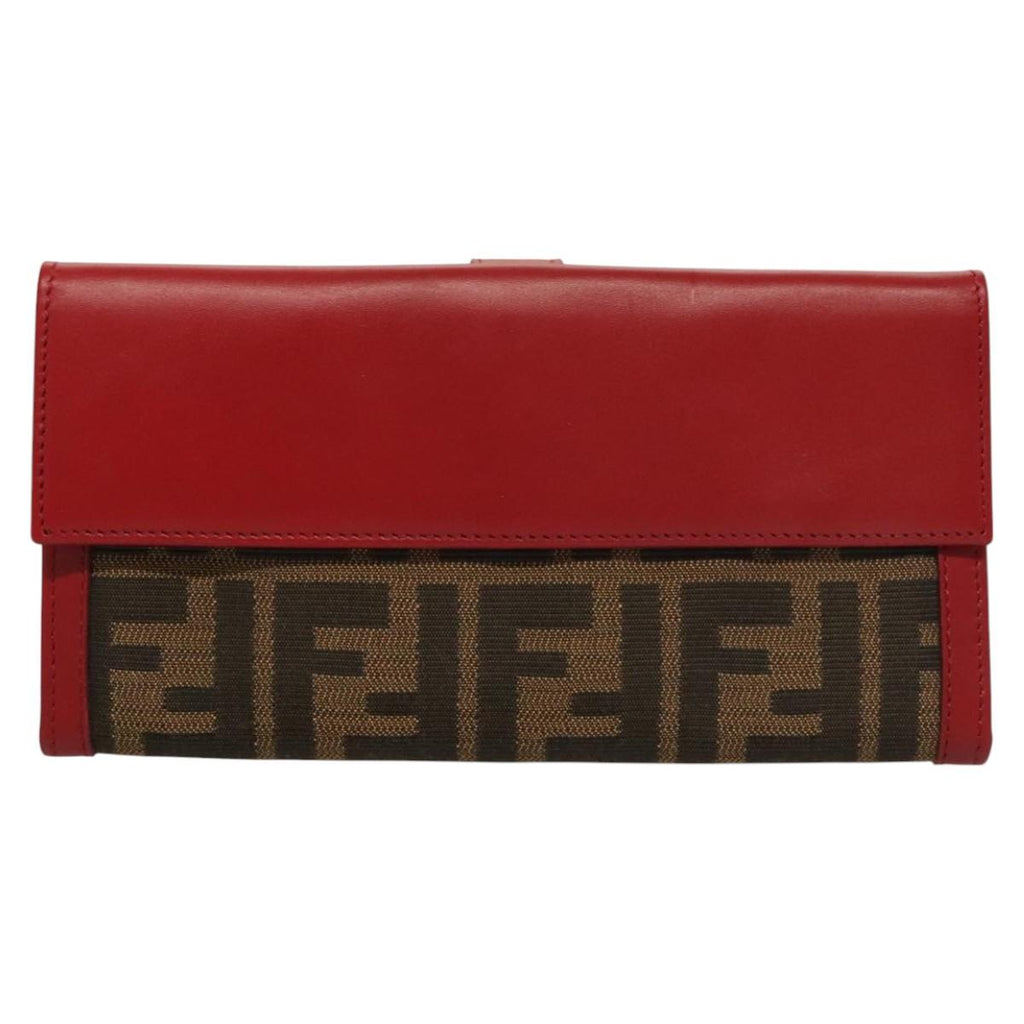 FENDI Zucca Canvas Wallet Black Brown Red 117263