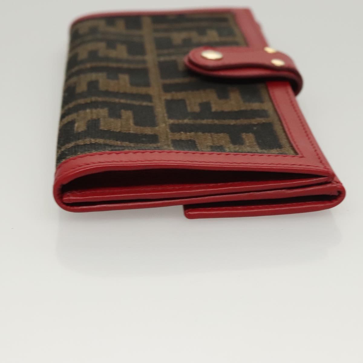 FENDI Zucca Canvas Wallet Black Brown Red 117263