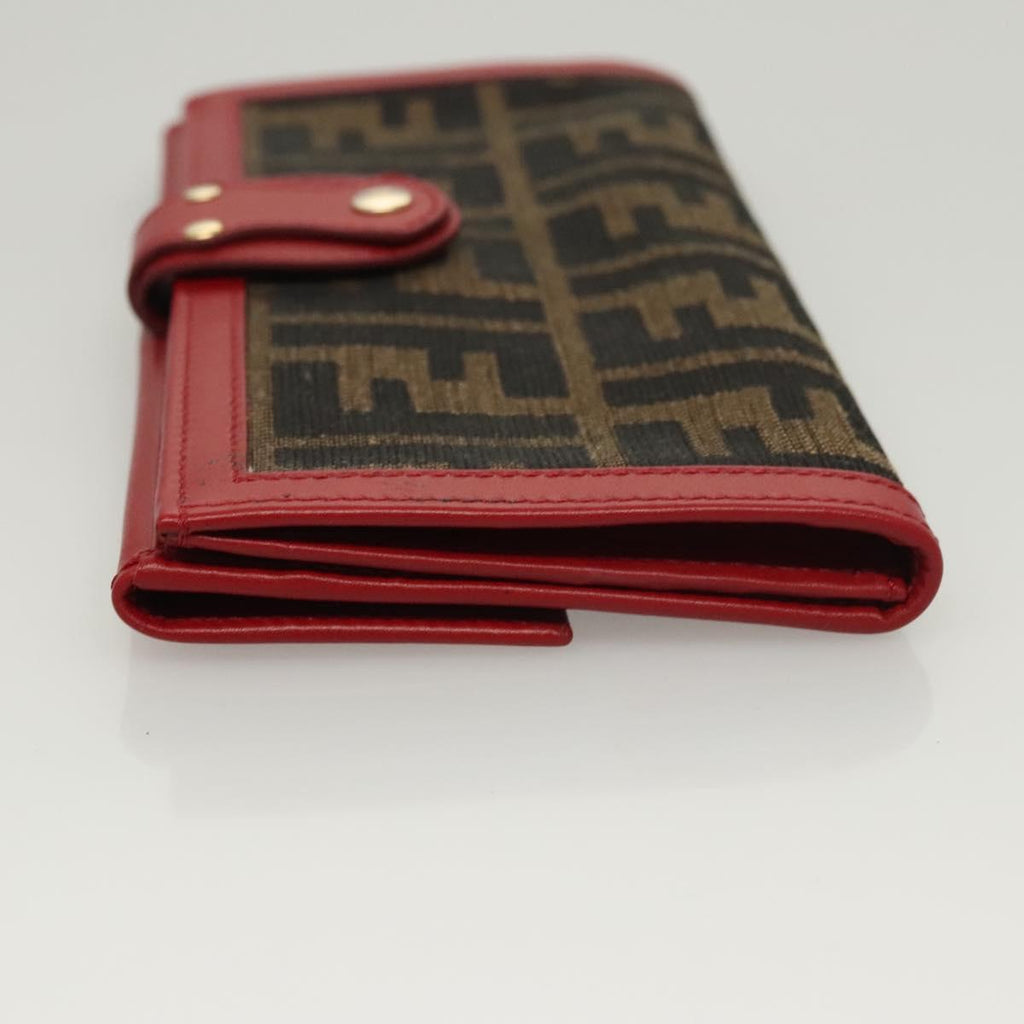 FENDI Zucca Canvas Wallet Black Brown Red 117263