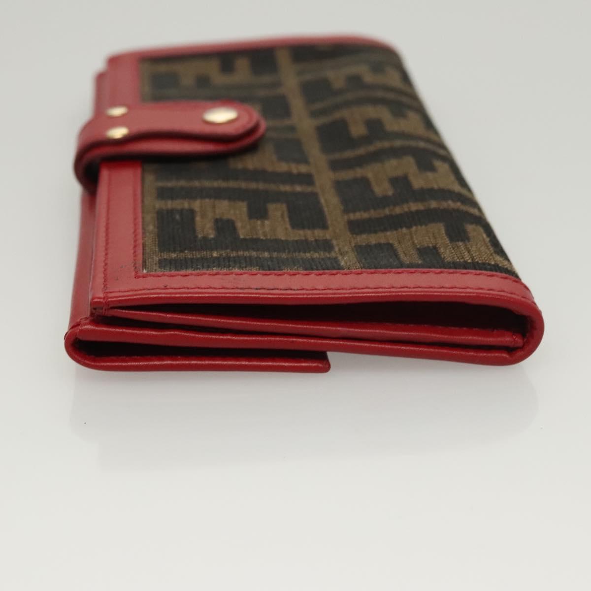 FENDI Zucca Canvas Wallet Black Brown Red 117263