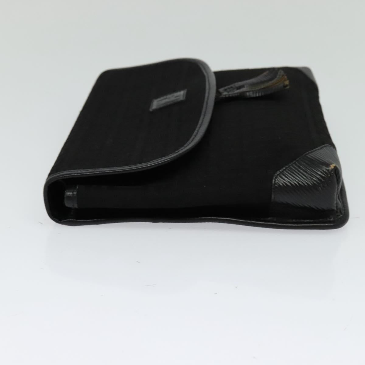 FENDI Zucchino Canvas Shoulder Bag Vintage Black Gold 117309