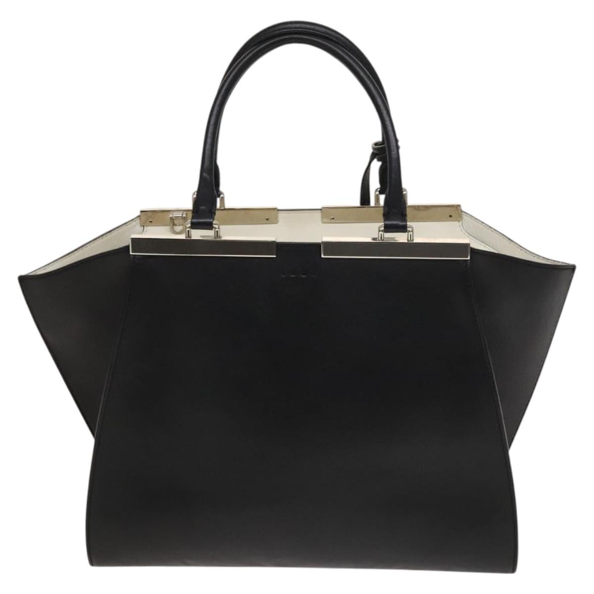 FENDI Trois Jules Tote Bag Leather 2way Black 117388