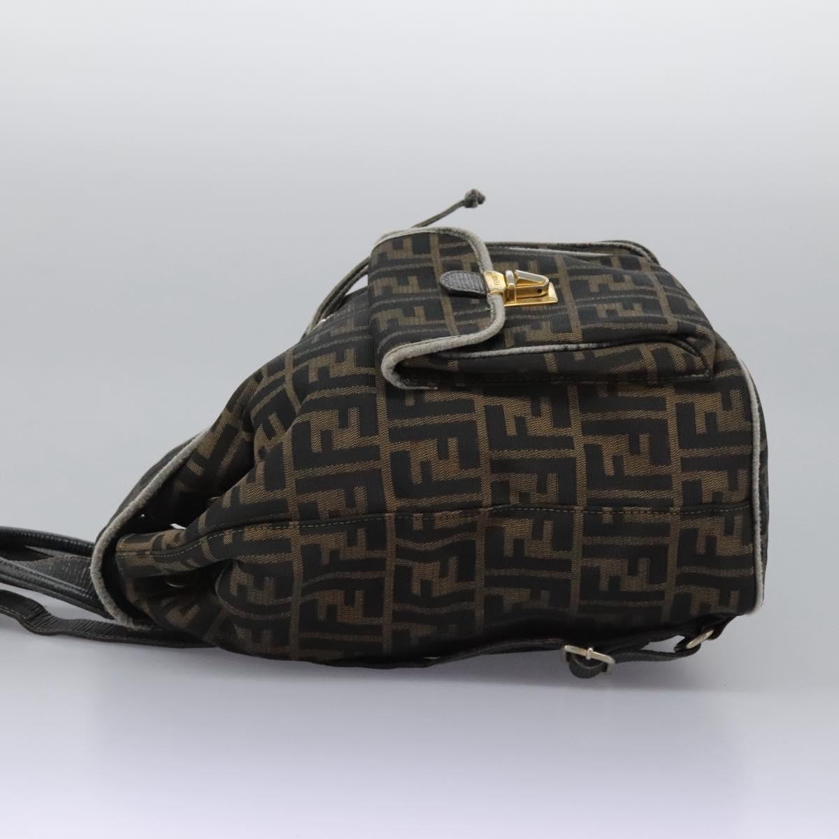 FENDI Zucca Canvas Backpack Brown Black gold 117434