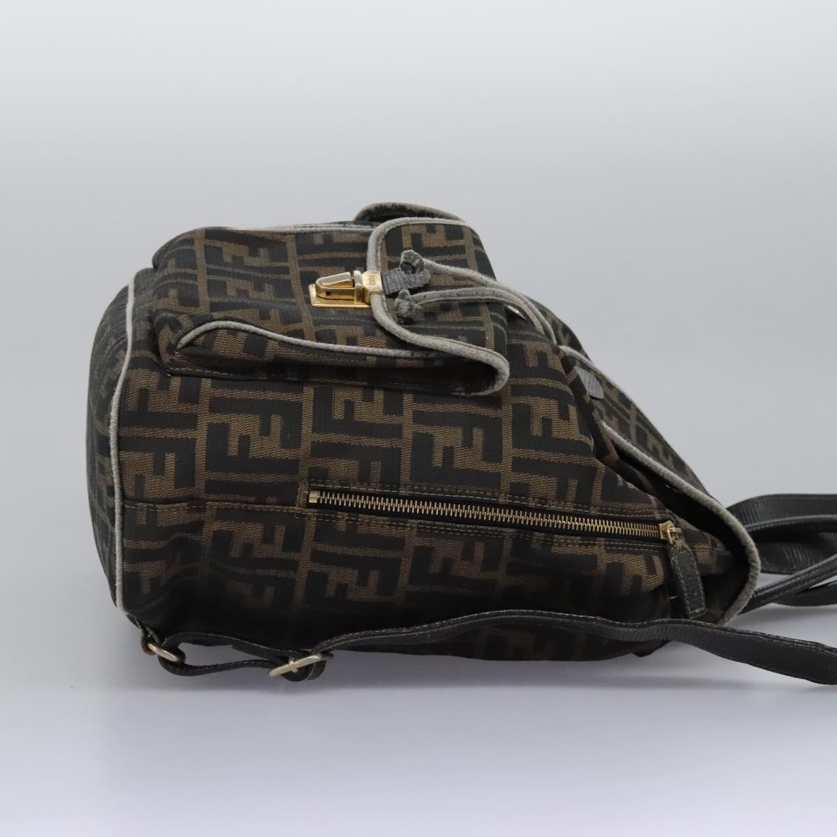 FENDI Zucca Canvas Backpack Brown Black gold 117434