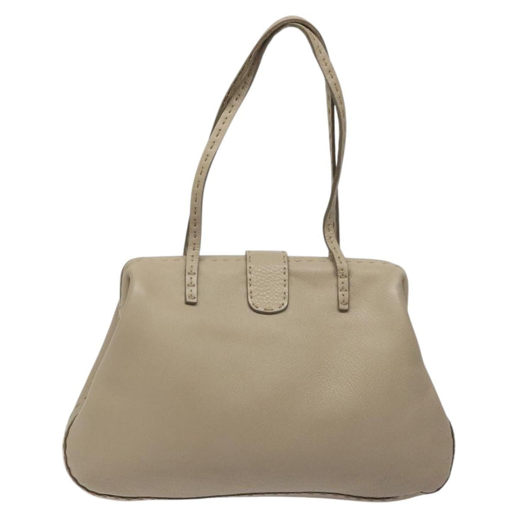 FENDI Celeria Tote Bag Leather Beige 117585