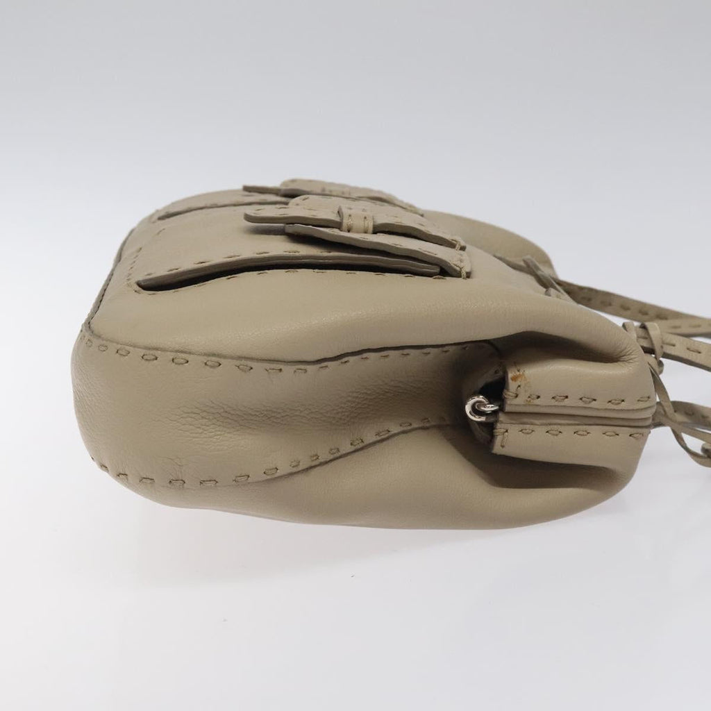 FENDI Celeria Tote Bag Leather Beige 117585