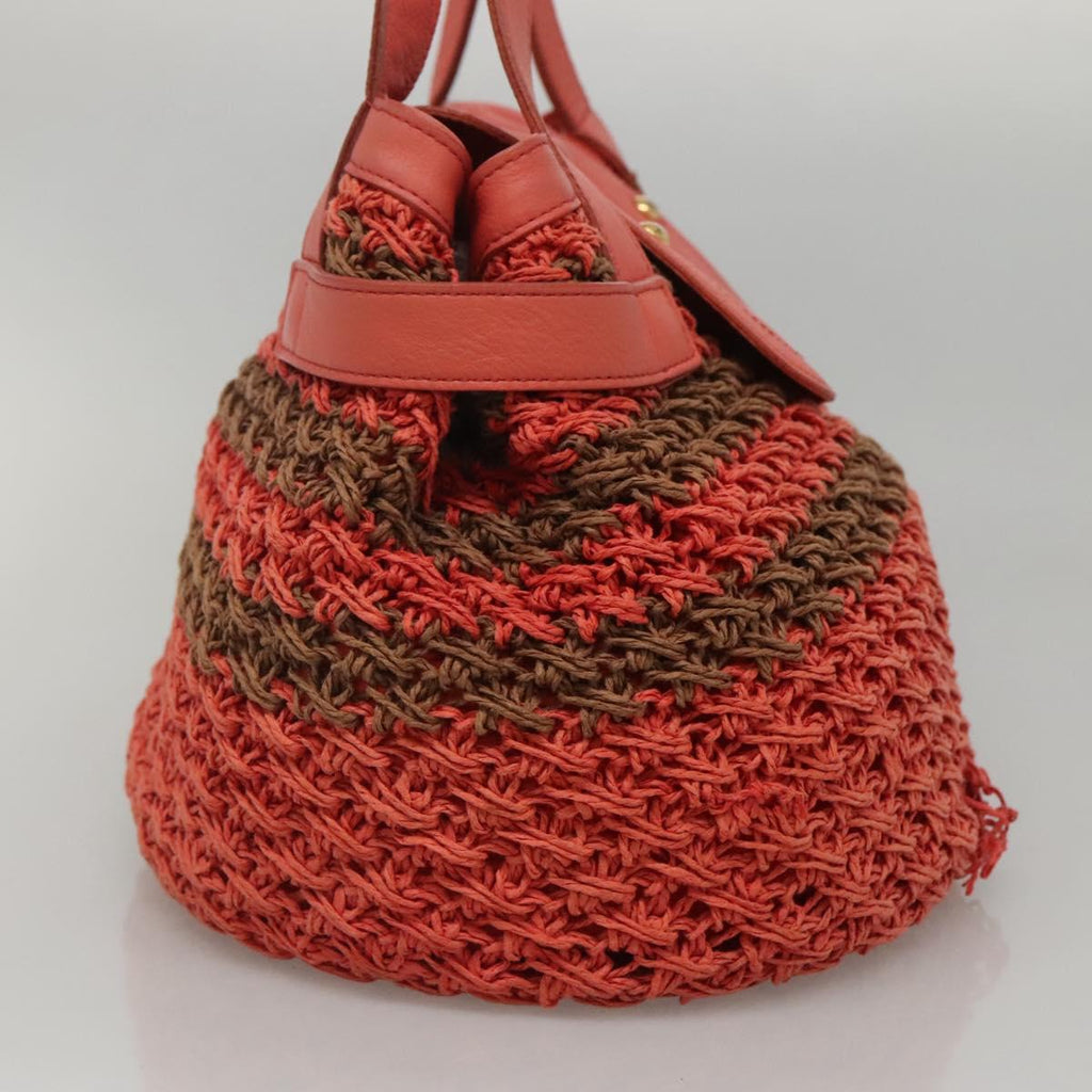 BURBERRY Blue Label Tote Bag Raffia Orange 117747