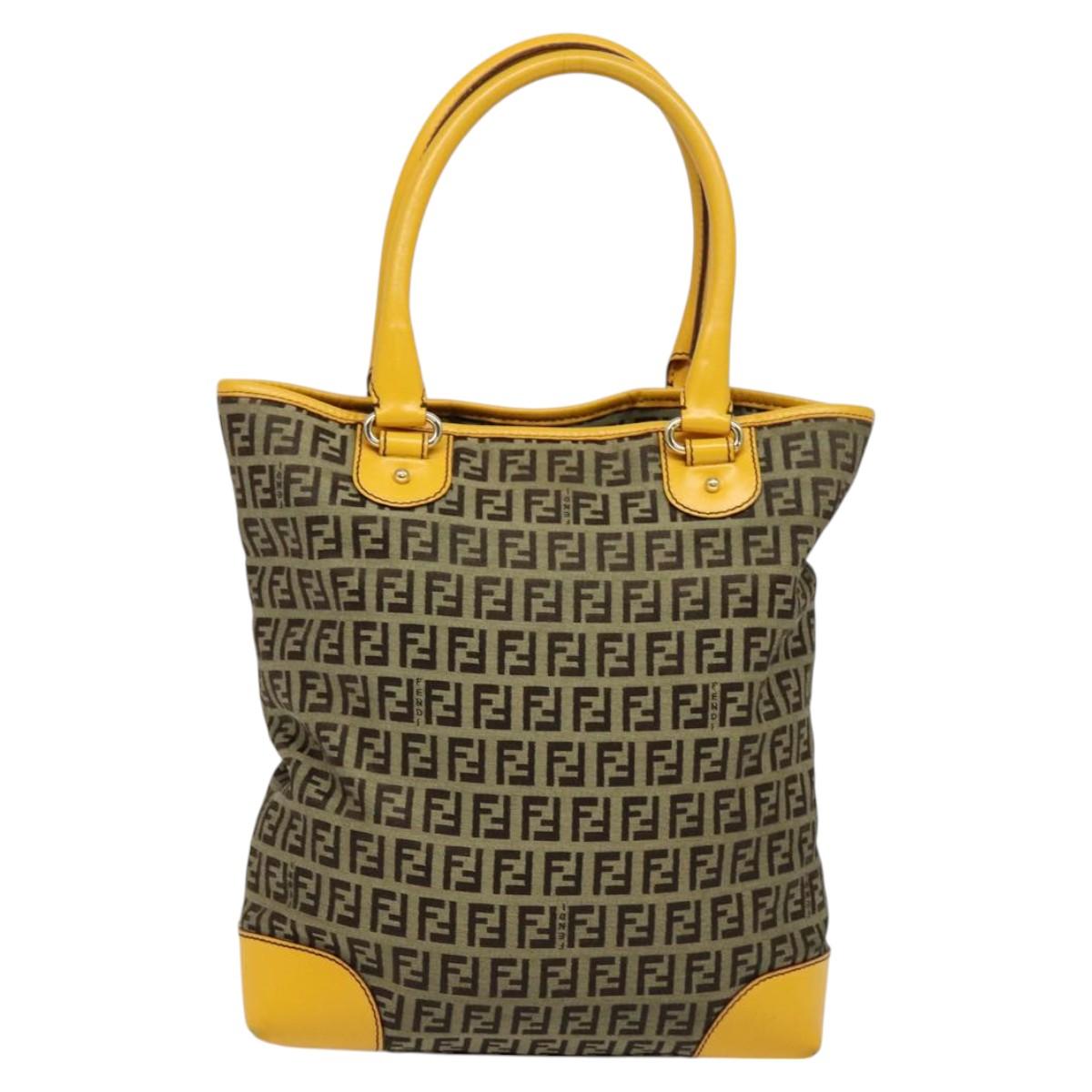 FENDI Zucca Canvas Hand Bag Beige Gold 118014