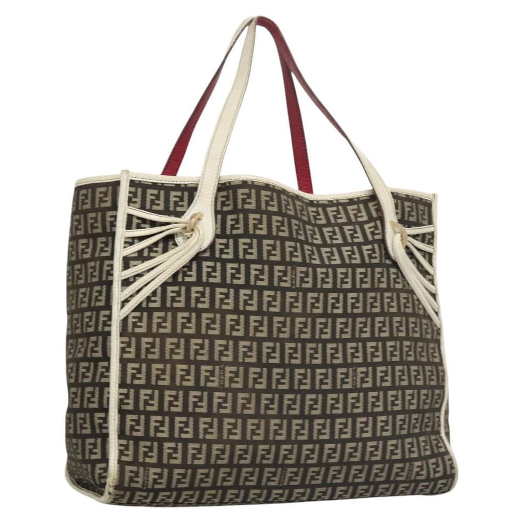 FENDI Zucchino Canvas Tote Bag Black Gold 118016