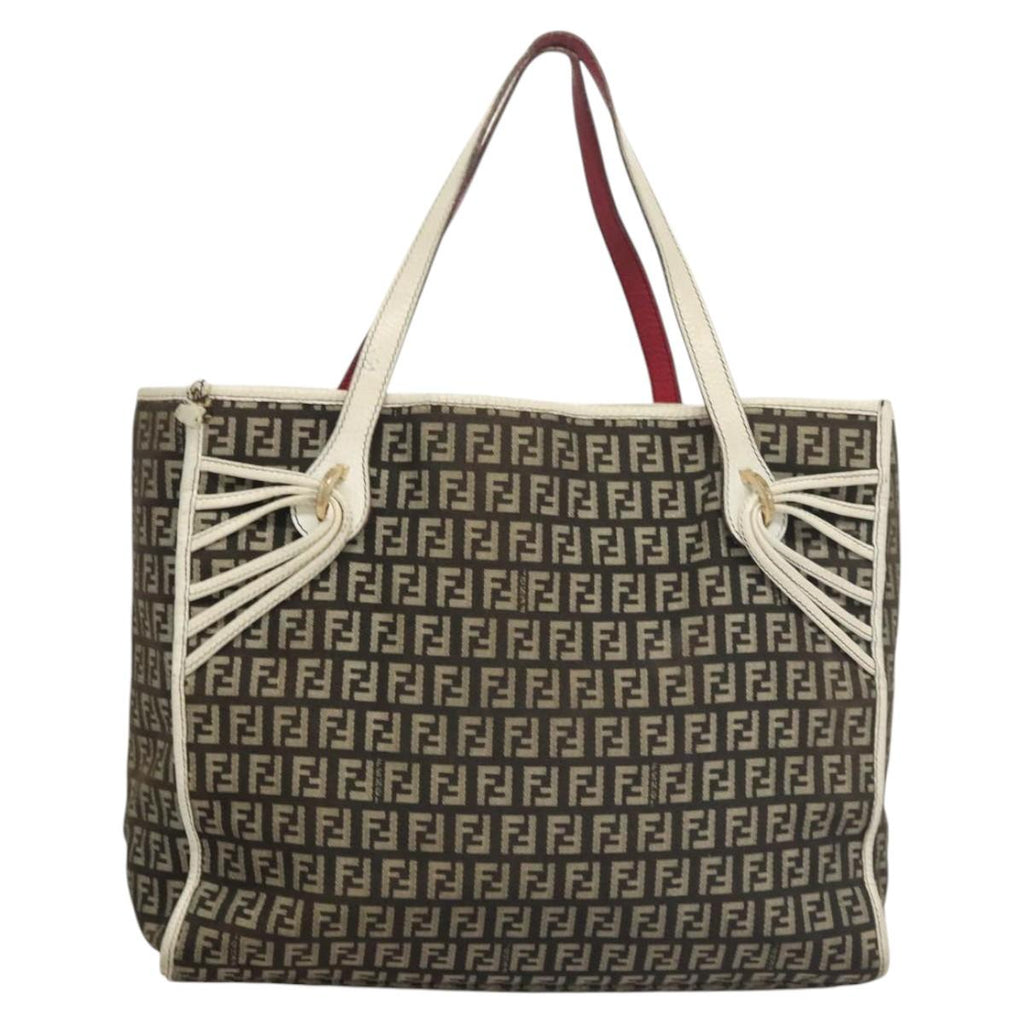 FENDI Zucchino Canvas Tote Bag Black Gold 118016