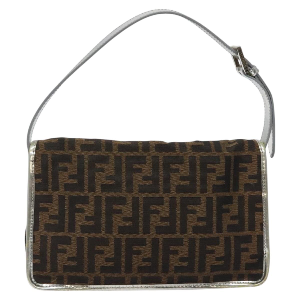 FENDI Zucca Canvas Shoulder Bag Black Brown 118071