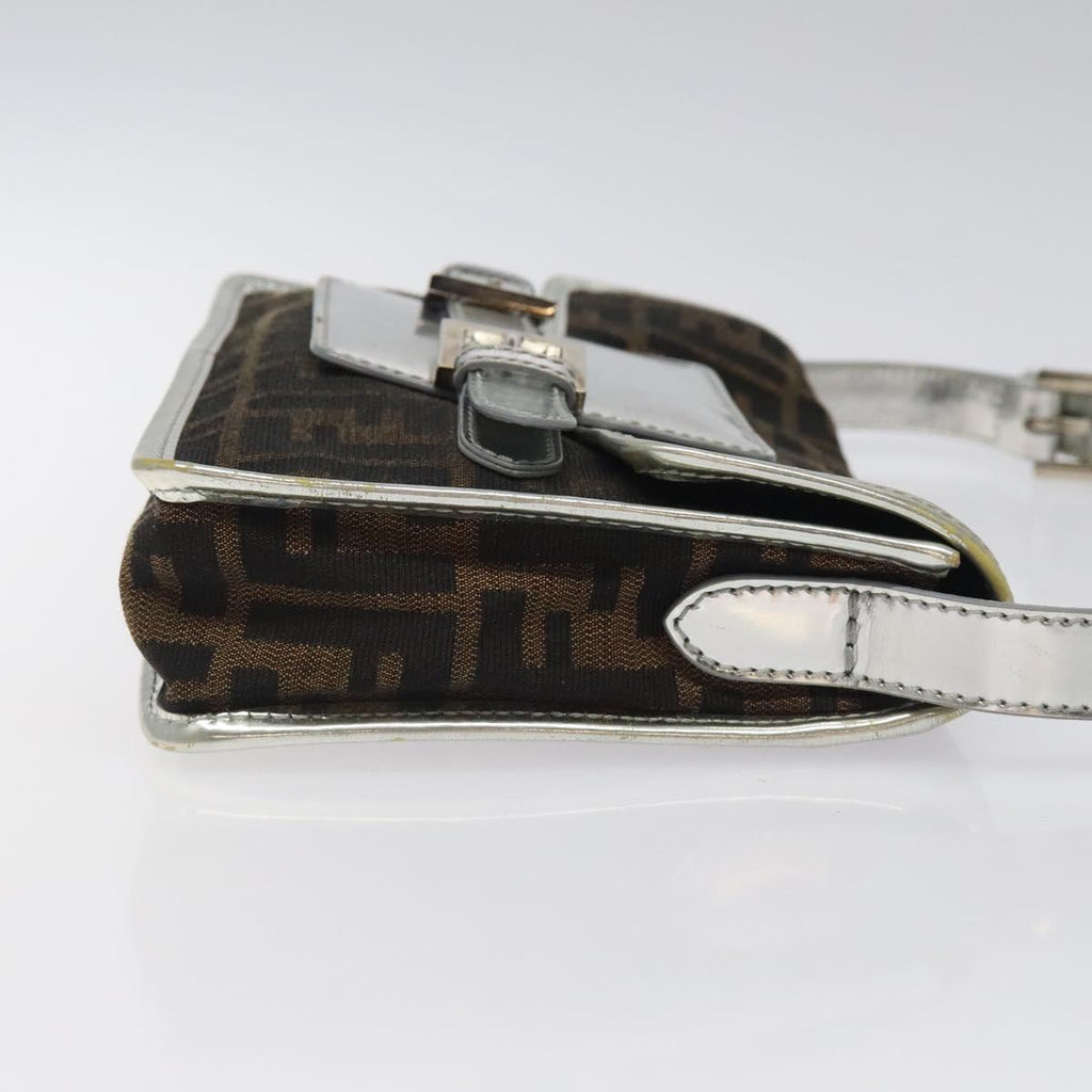 FENDI Zucca Canvas Shoulder Bag Black Brown 118071