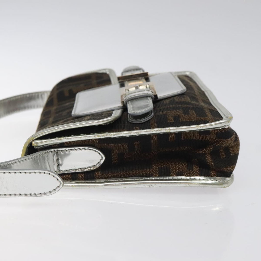 FENDI Zucca Canvas Shoulder Bag Black Brown 118071