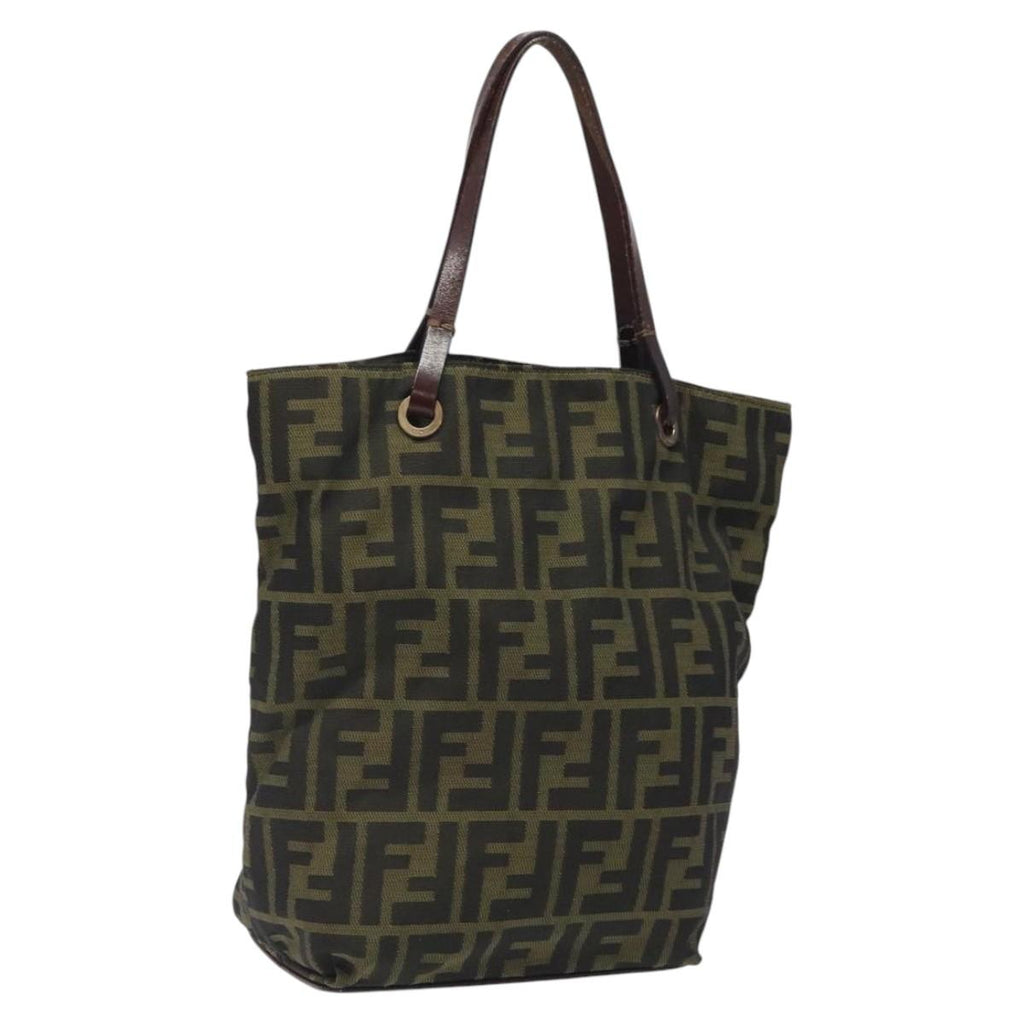 FENDI Zucca Canvas Hand Bag Black Brown 118346